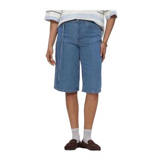 Selected Korte Broeken, Dames, Blauw, S, Katoen, Slftenna MW Bermuda Shorts