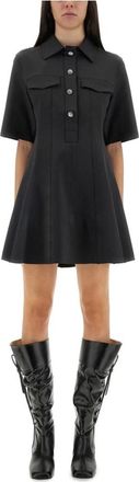 Ganni Overhemdjurk met Knopen en Versierde Details - Dames - Shirt Kleedjes - Grijs - S - Kleedjes