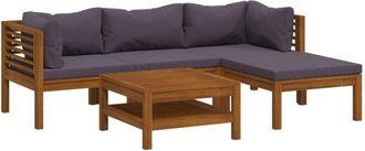 vidaXL Muebles De Jard&iacute;n 5 Pzas Cojines Madera Maciza De Acacia Vidaxl