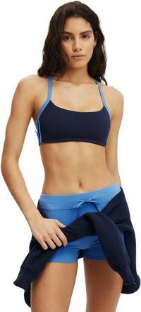 Cotton On Womens Active Ultra Soft Contrast T Bar Crop in Prep Sport Navy Ultramarine at Nordstrom, Size Medium