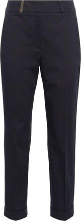 PESERICO cropped trousers - women - Elastane/Polyester/Cotton/Cotton - 46 - Blue
