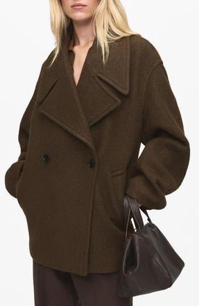 Mango Oversize Wool Blend Coat in Khaki Green at Nordstrom Rack, Size Medium