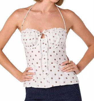 Astr Lizzie Top In White Polka Dot