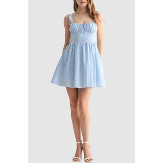 All in Favor Gingham Minidress in Blue Gingham at Nordstrom Rack, Size Medium