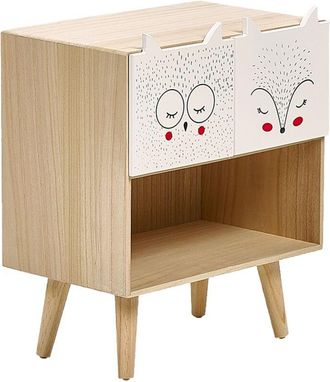 Beliani Comodino moderno 2 cassetti tema animali legno chiaro Rupert