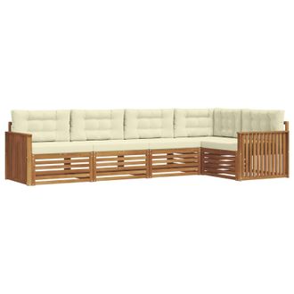 vidaXL Conjunto De Sof&aacute;s De Exterior Con Coj&iacute;n 5 Pcs Natural Y Crema Vidaxl