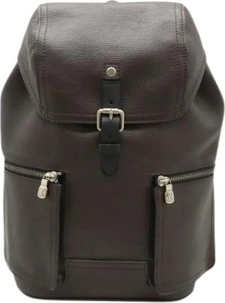 Louis Vuitton Pre-owned Utah Leather Backpack - Dames - Vintage Rugzakken - Bruin - ONE Size - Leer - Vintage