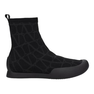 Valentino Garavani Zwarte Stoffen High Tops Sneakers - Heren - Enkellaarsjes - Zwart - 41 1/2 EU - Schoenen
