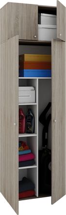 ebuy24 Ebuy24 - Vcm Escoba Gabinete 6 Compartimentos Dimensiones An. 70 X Al. 238 X T. 40 Cm Gabinete Para El Hogar Armario Multiusos Montaje Con Dos Puertas