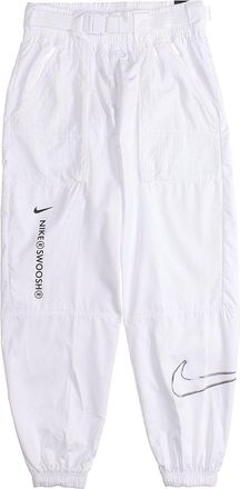 Nike (WMNS) Nike Logo Printing Sports Adjustable Belt Bundle Feet Woven Long Pants/Trousers Autumn White DJ8997-100