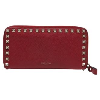 Valentino Pre-owned Rockstud Zip-Around Continental Portemonnee - Dames - Pre-owned - Rood - Maat: ONE Size Leer