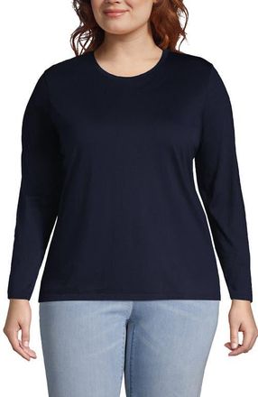 Lands End Plus Size Supima Cotton Long Sleeve Crewneck T-Shirt in Radiant Navy at Nordstrom, Size 2X