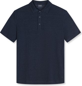 Olymp Poloshirt OLYMP, Herren, Gr. XXL, marine, Web, Obermaterial: 95% Leinen, 5% Elasthan, unifarben, regular fit h&uuml;ftbedeckend, Rundhals, abgesteppte Kant