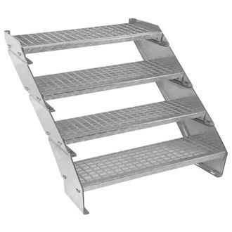 MonsterShop Adjustable 4 Section Galvanised Staircase - 900mm Wide in Silver