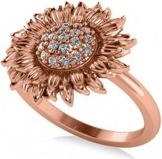 Allurez Diamond Sunflower Fashion Ring 14k Rose Gold (0.19ct)