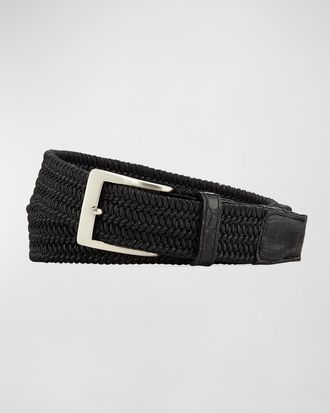 W. Kleinberg Mens Sport Stretch Belt with Crocodile-Trim