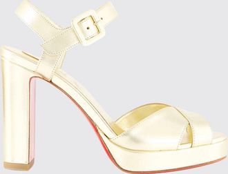 Christian Louboutin Cora Laminated Leather Platform Sandals with a Block Heel