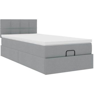 vidaXL Cama Otomana Con Colch&oacute;n Gris Claro 100x200 Cm Tela Vidaxl