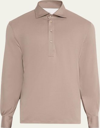 Brunello Cucinelli Mens Cotton Long-Sleeve Polo Shirt