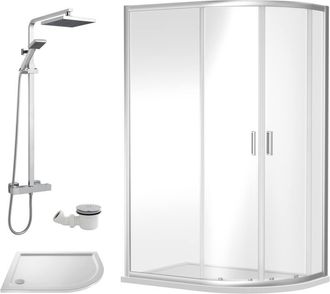 Balterley Offset Right Quadrant Tray Square Shower Waste 1000x 800mm in White