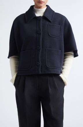 Max Mara Agile Alpaca, Wool & Silk Double Face Cape in Ultramarine at Nordstrom, Size Medium