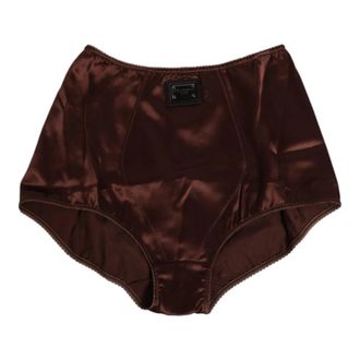Dolce & Gabbana Bottoms, female, Brown, Size: S Silk Stretch High Waist Girdle