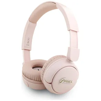 OEM Auriculares Supraaurales Guess Bluetooth 5.3 Con Logotipo Met&aacute;lico Y Escritura En Color Rosa