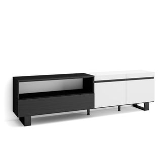 Skraut Home Skraut Home - Mueble Tv, Televisi&oacute;n, Muebles De Sal&oacute;n, Almacenaje, 200x57x35cm, Para Tv Hasta 80, Dise&ntilde;o Industrial, Estilo Moderno, Blanco Y Negro