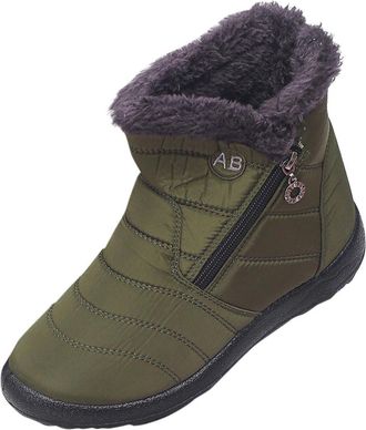Generic Women Winter Warm Snow Boots Ladies Fur Lined Ankle Boots Slip On Water-resistant Casual Comfortable with Side Zipper Thermal Mid Calf Womens Winter P