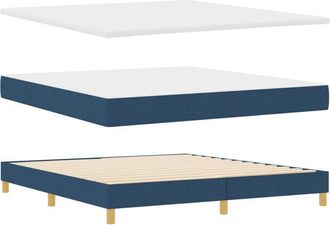 vidaXL vidaXL Box Spring Bed with Mattress in Blue, 180 x 200 cm, Fabric