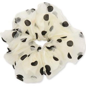 Lele Sadoughi Oversized Polka Dot Scrunchie in Ivory 100 at Nordstrom