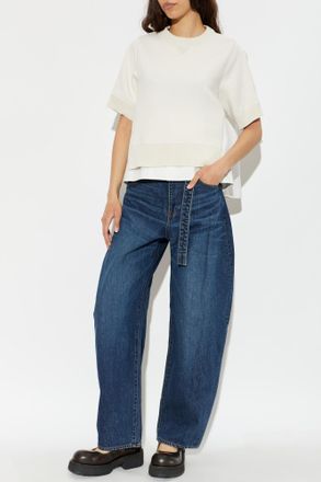 sacai Sacai Turtleneck Made Of Combined Materials, Womens, Cream