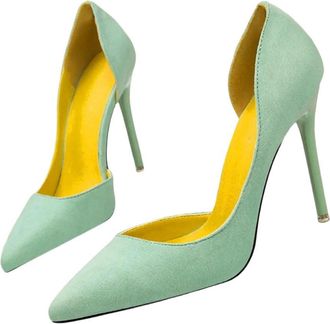 Generic Women Suede High Heel Pumps Summer Elegant Pointed Toe Hollow Party Dress Shoes