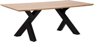 Wanderlust Deco Mesa de comedor de madera marr&oacute;n y negra 200x100x76 alt. cm