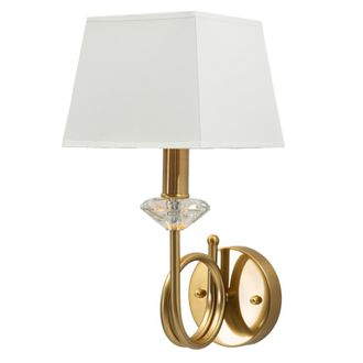 Mauro Ferretti L&aacute;mpara de pared de metal y tela en dorado y blanco
