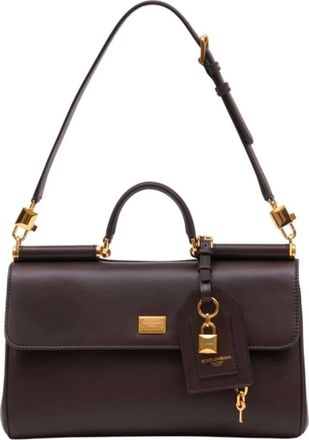 Dolce & Gabbana Tassen, Dames, Bruin, ONE Size, Katoen, My Sicily Handtas