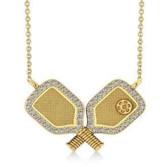 Allurez Diamond Large Dual Pickleball Paddle Pendant Necklace 14K in 0.50Ct/yellow Gold at Nordstrom