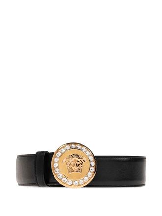 Versace crystal-embellished Medusa-buckle belt - Black