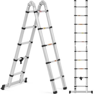 MSW Bike Accessories Escalera Telesc&oacute;pica Plegable De Aluminio De 12 Pelda&ntilde;os, 0,85-1,85/3,8 M
