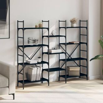 Berkfield Home Decorative Bookshelf Black 160x28.5x136.5 cm Engineered Wood