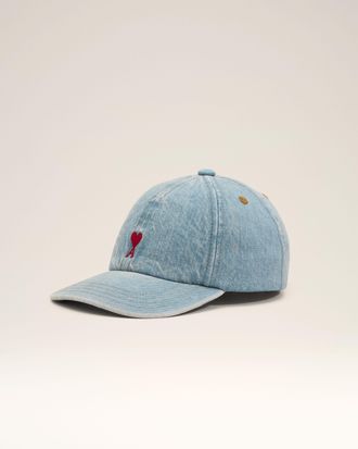 Ami Ami Paris - Blue denim cotton cap with Ami de Coeur Blue - Size: OS - Unisex