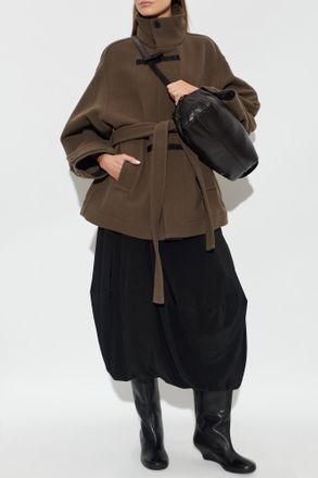 Christophe Lemaire Short Wool Coat With Belt, Womens, Green