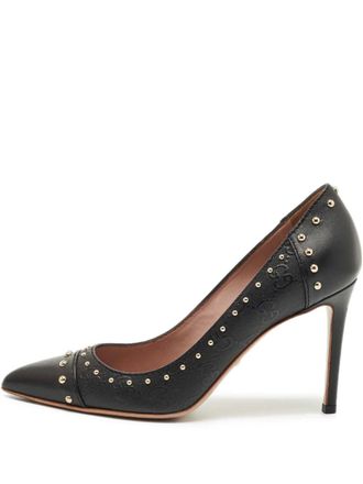 Gucci GG studded leather pointed pumps - women - Calf Leather/Calf Leather/Calf Leather - 36.5 - Black