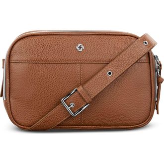 Samsonite Mobile Solution 2 Leather Crossbody Bag in Cognac at Nordstrom