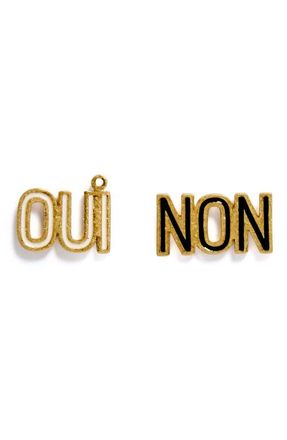 Clare Vivier Oui Non Mismatched Stud Earrings in Gold Multi at Nordstrom