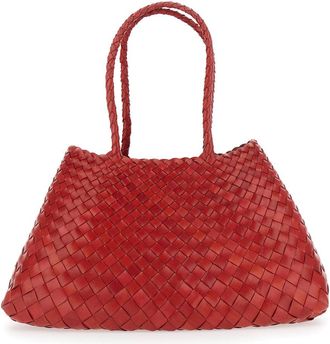 Dragon Diffusion Womens Leather Shoulder Bag Santa Croce Big Tapered Red