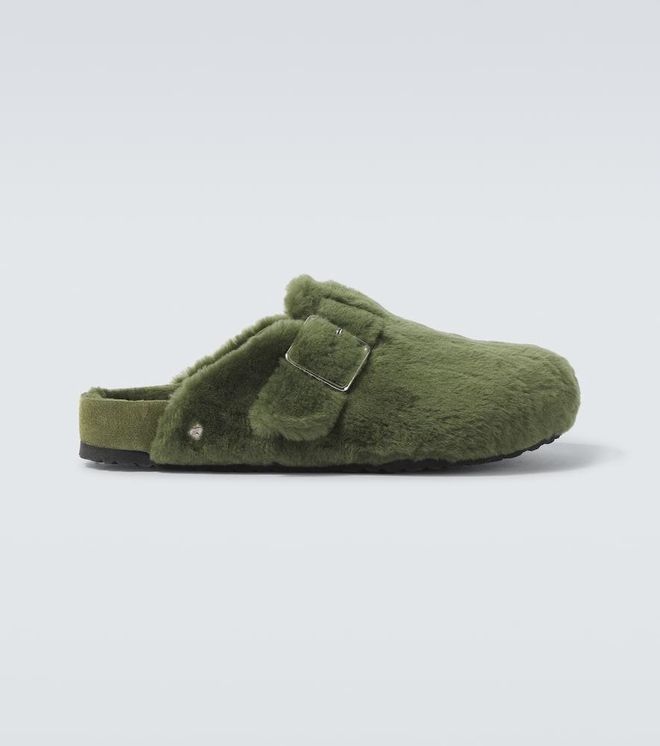 Boston 1774 shearling-lined suede mules