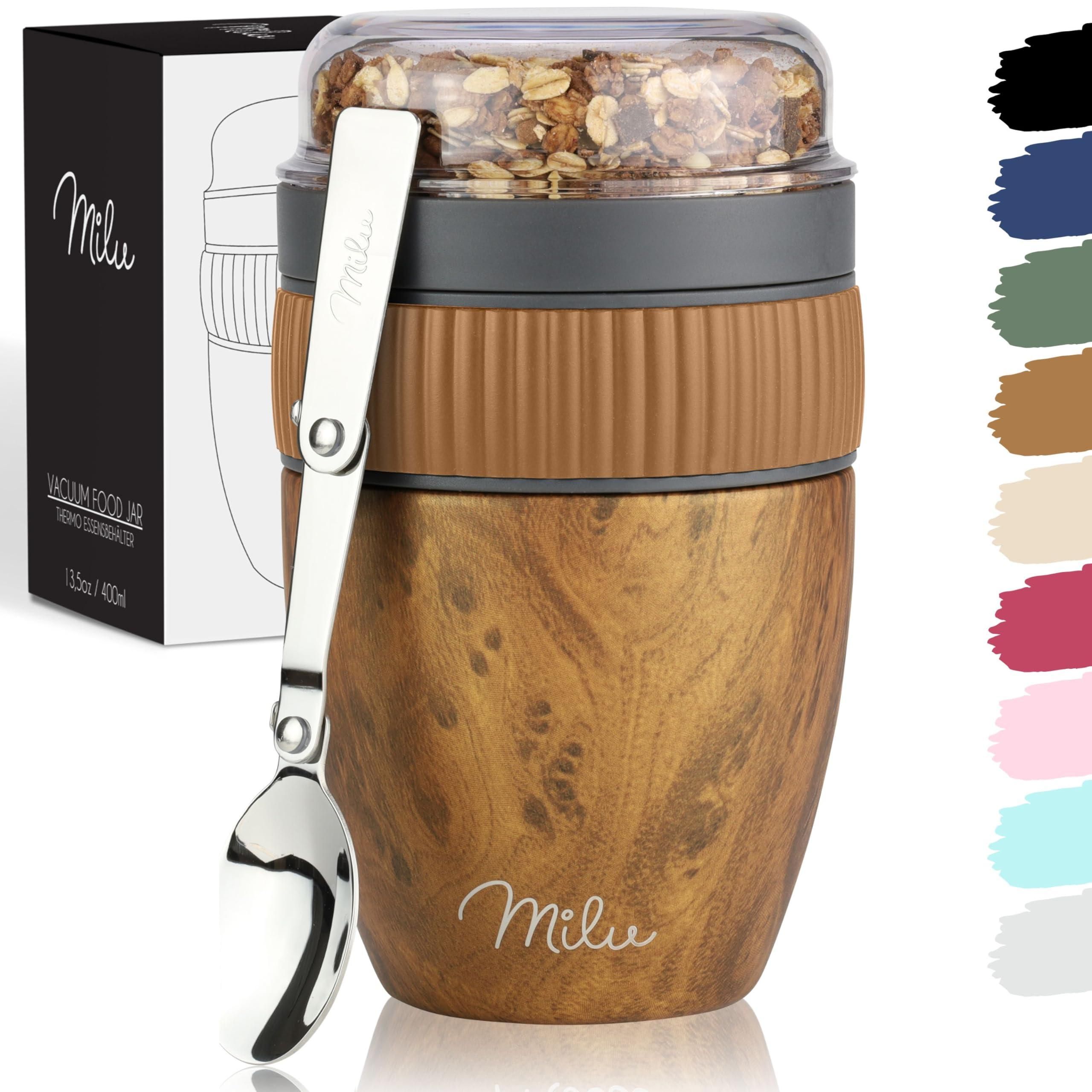 Milu Mslibecher to go 400ml MsliMax I isolierter Edelstahl Joghurtbecher  fr Msli I auslaufsicherer Becher mit Lffel fr Yoghurt/Porridge  (Schwarz) ab 33,95  - auf Stylight