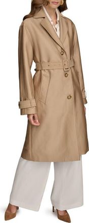 DKNY Water Resistant Single Breasted Trench Coat in Khaki at Nordstrom, Size X-Small