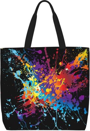 Generic Women Handbag Glow In Dark Splatter Neon Daily Bag Folding Waterproof Ladies Purse, For Daily, Swim, School, Work, Wedding